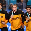 GANGNEUNG, SOUTH KOREA - FEBRUARY 25: Germany's Bjorn Krupp #40, Jonas Muller #41 and Yasin Ehliz #42 celebrate with their silver medals during gold medal round action at the PyeongChang 2018 Olympic Winter Games. (Photo by Matt Zambonin/HHOF-IIHF Images)

